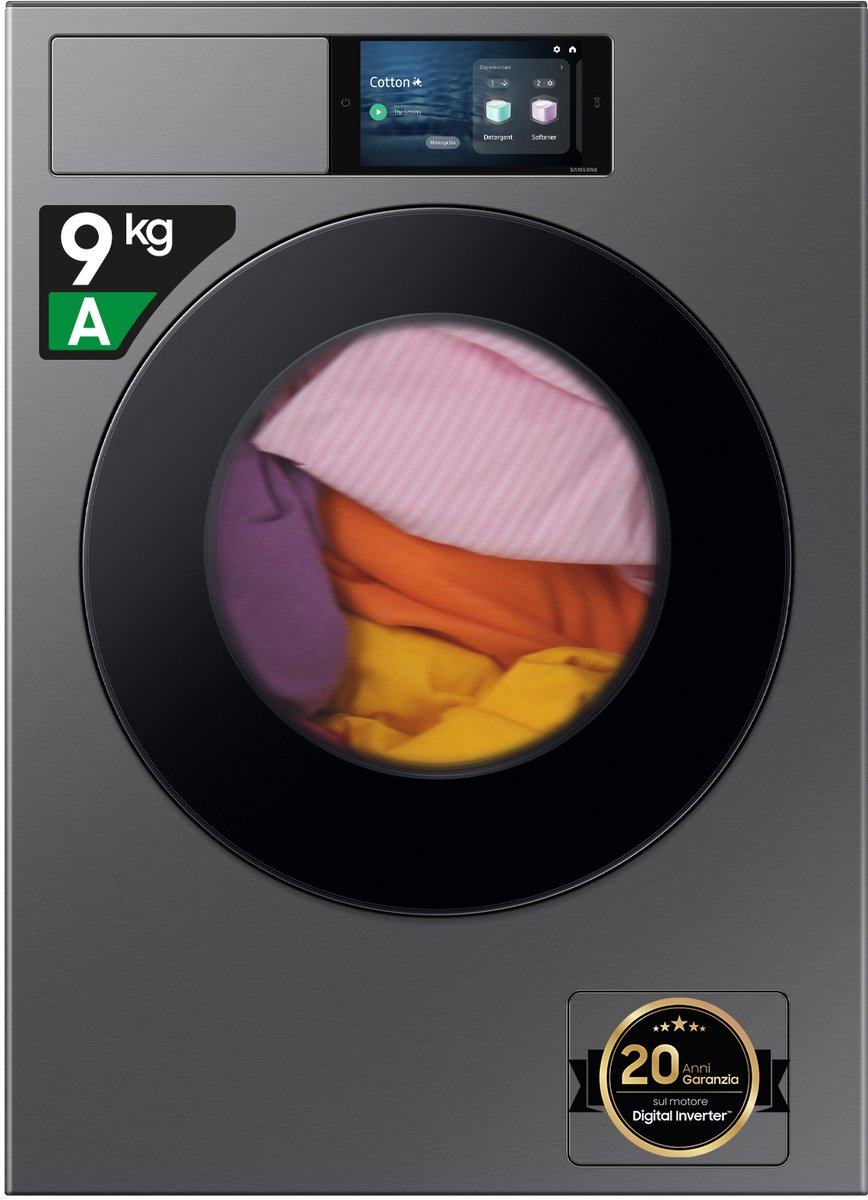 De Samsung WF90F09C4SU3 Voorbelading Wasmachine 9 kg Zilver in één oogopslag
