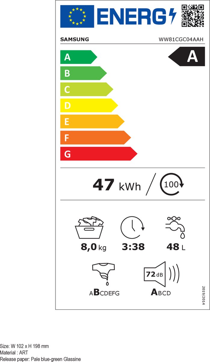 Wat vinden we goed aan de Samsung WW81CGC04AAH Wasmachine 8KG 5000-serie
