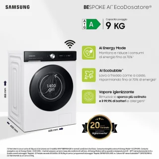 Samsung WW90DB7U94GEU3 wasmachine 9 kg wit