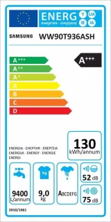 Samsung WW90T936ASH wasmachine 9 kg wit