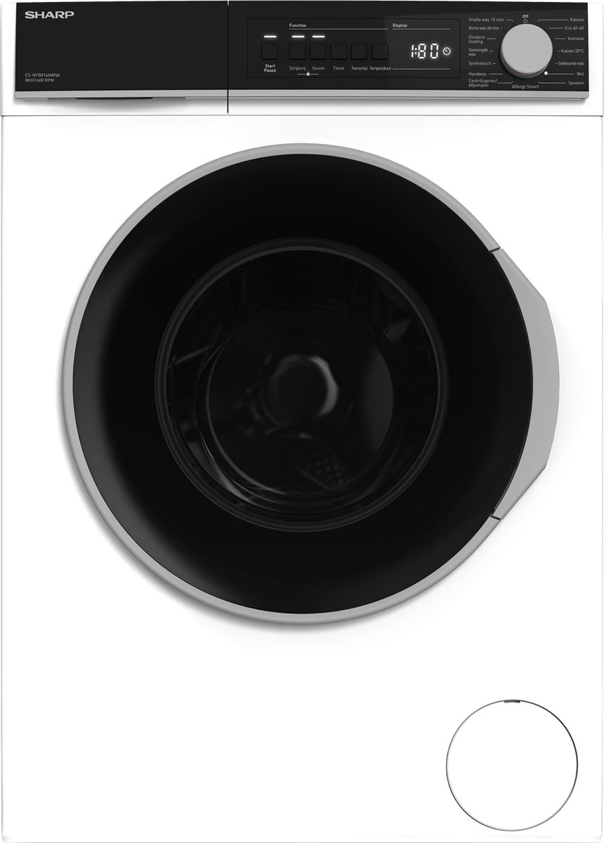 De Sharp ESNFB914AWNABX wasmachine 9 kg in één oogopslag