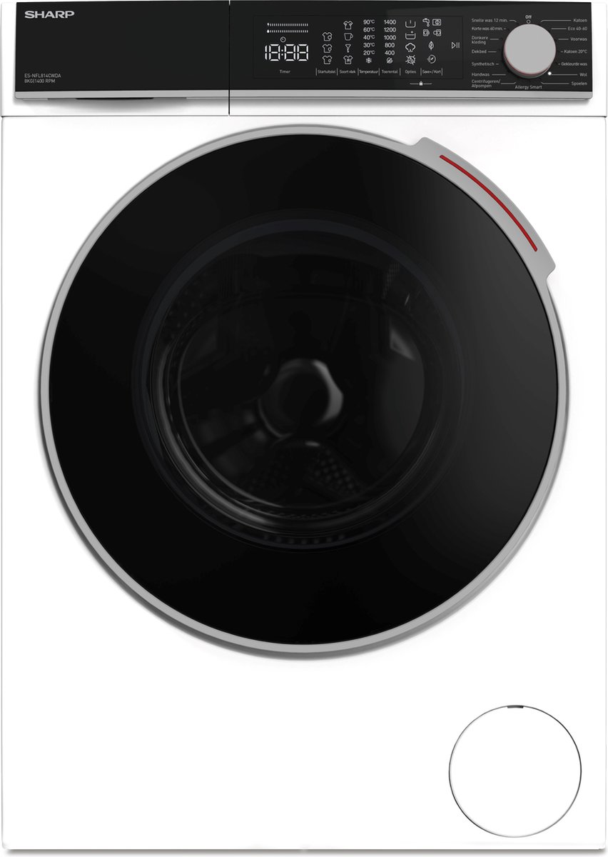 De Sharp ESNFL814CWDABX wasmachine 8kg 1400RPM in één oogopslag
