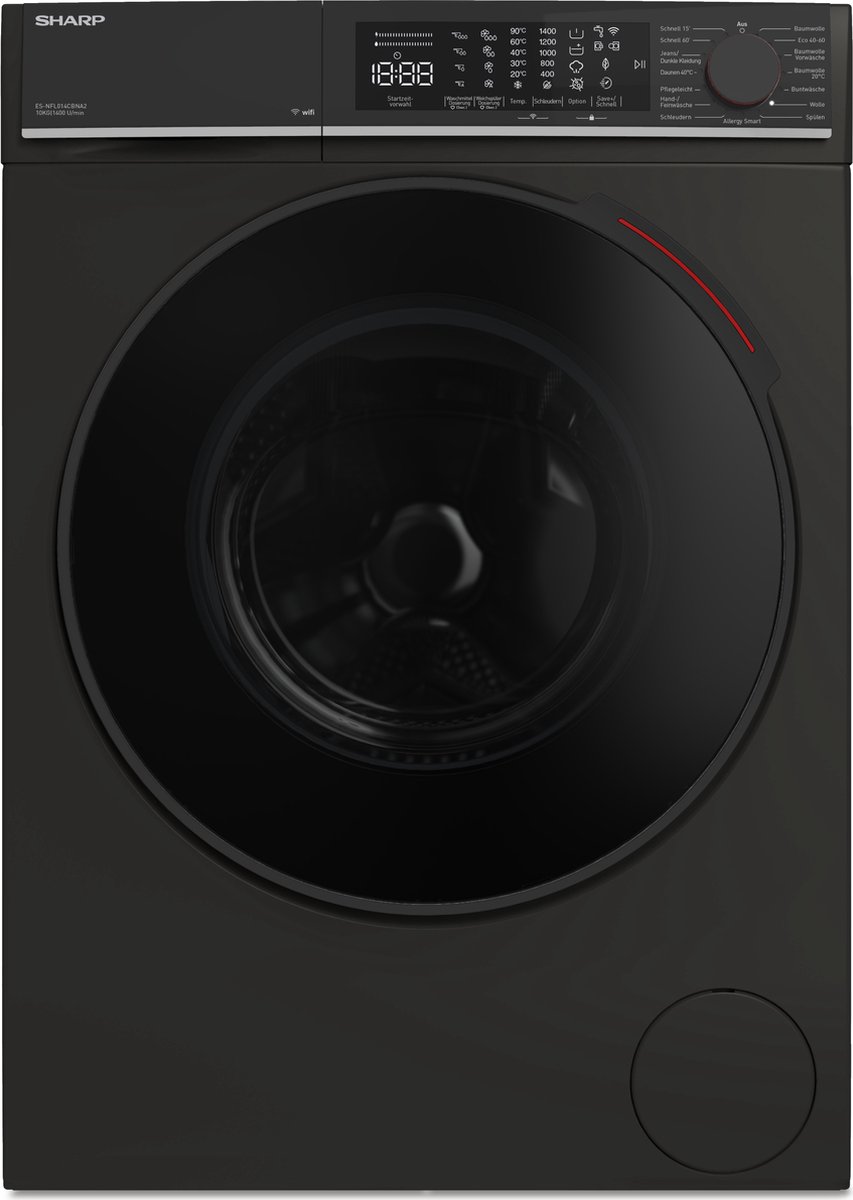De Sharp New Line ESNFL014CBNA wasmachine 10kg mat zwart in één oogopslag
