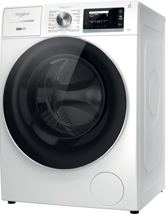 Whirlpool W8 89AD SILENCE BE — slimme dosering en stoomverzorging voor kwetsbare kleding